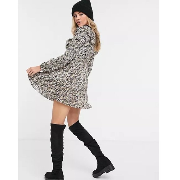 Pull & Bear Floral Mini Long Sleeve Dress - Picture 6 of 6